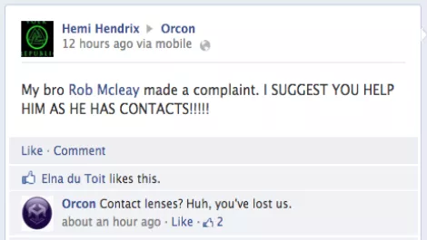On the ball Orcon in Facebook putdown